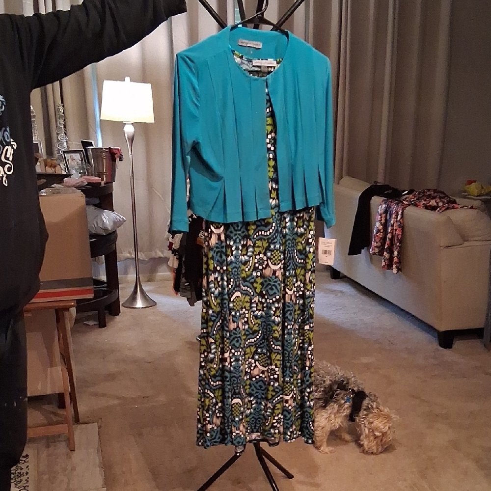 Danny & Nicole Blue and Black Patterned Maxi Dress